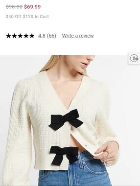 Sold Out EXPRESS V-Neck Bow Cardigan